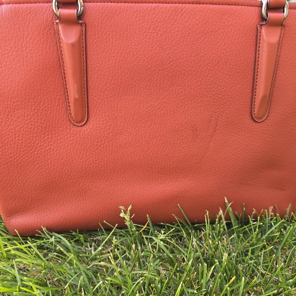 Coach Pebbled Leather Satchel in Rose Red